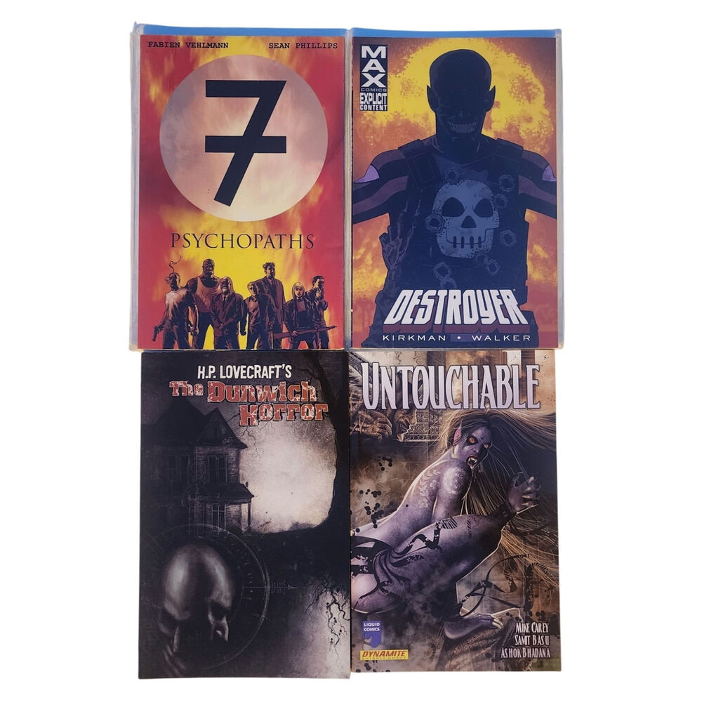 7 Psychopaths Destroyer Dunwich Horror Untouchable Comic Graphic Novel Lot of 4